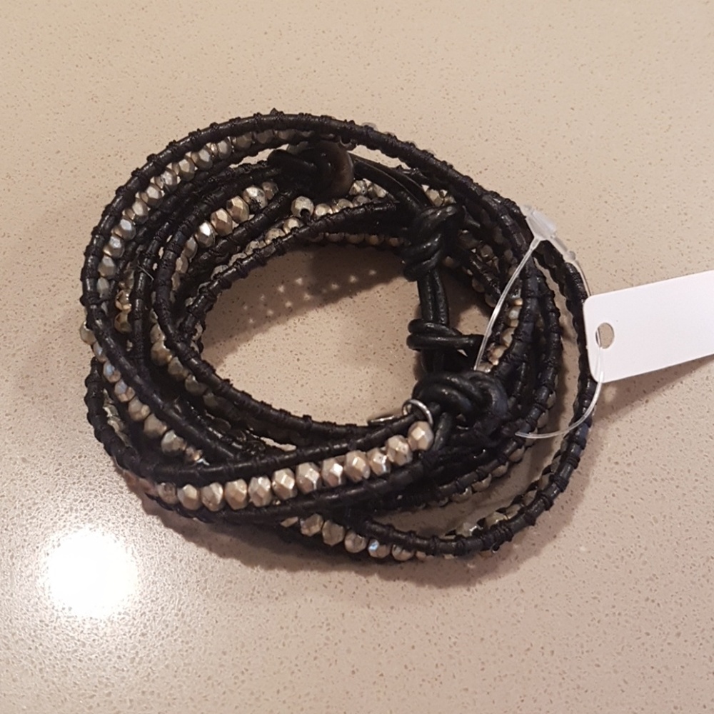 Leather wrapped beaded bracelets